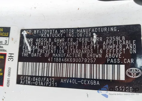 2009 Toyota Camry Hybrid из США, поврежденный, VIN 4T1BB46K69U079257